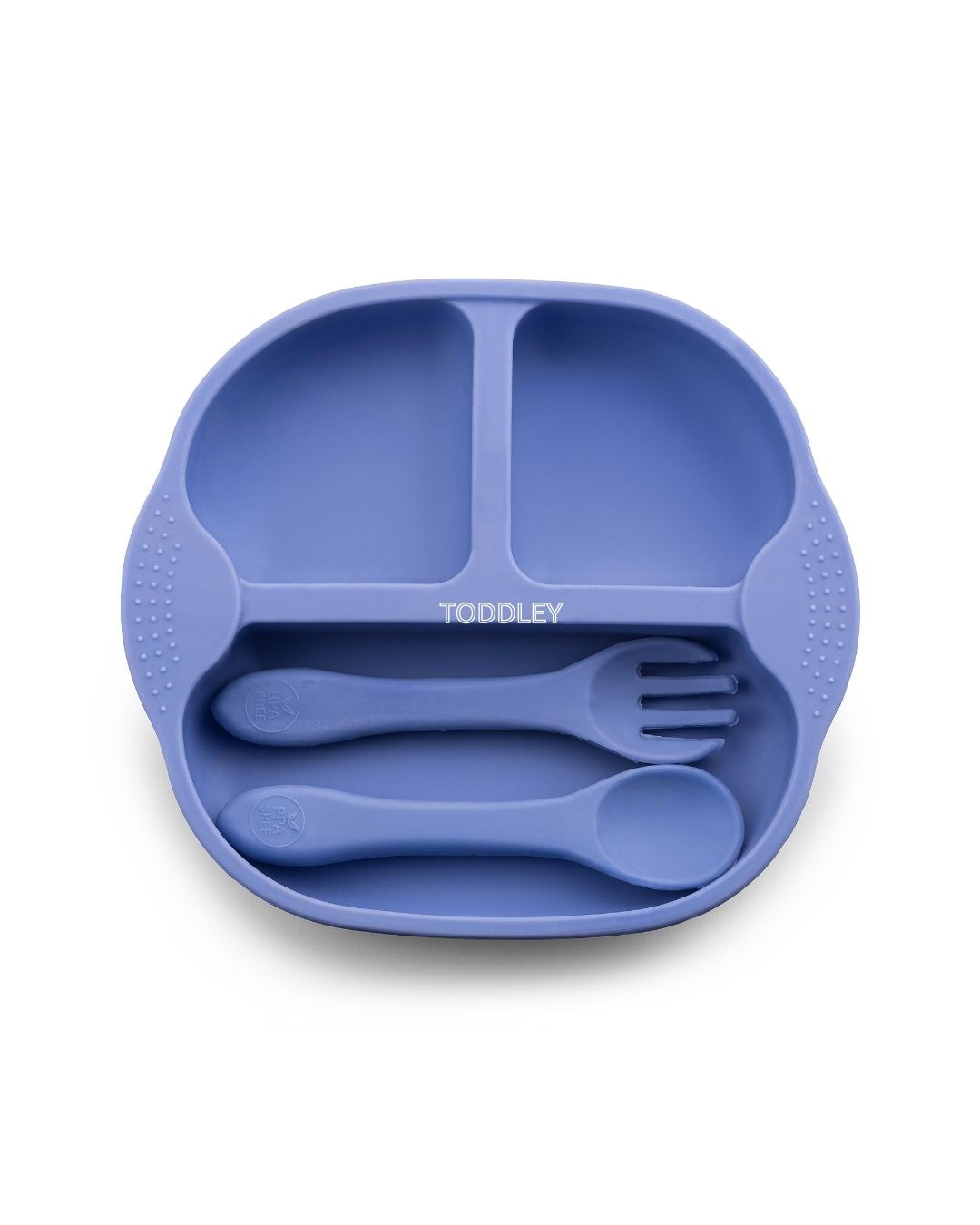 Silicone Feeding Plate with Fork & Spoon with Suction for 6+ Months