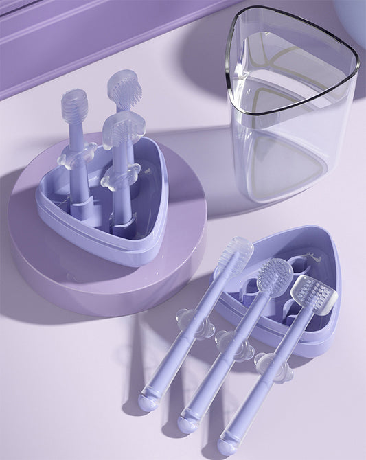 Toothbrush 3 Pc Set Made Up of 100% Soft Silicone (Newborn to Toddler)