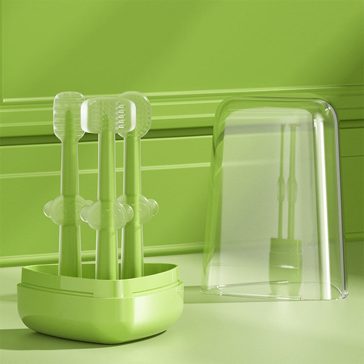 Toothbrush 3 Pc Set Made Up of 100% Soft Silicone (Newborn to Toddler)