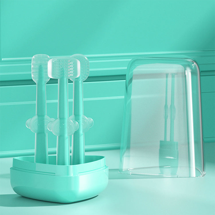 Toothbrush 3 Pc Set Made Up of 100% Soft Silicone (Newborn to Toddler)