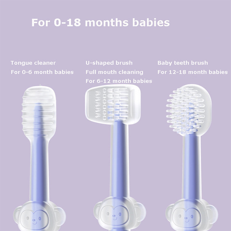 Toothbrush 3 Pc Set Made Up of 100% Soft Silicone (Newborn to Toddler)