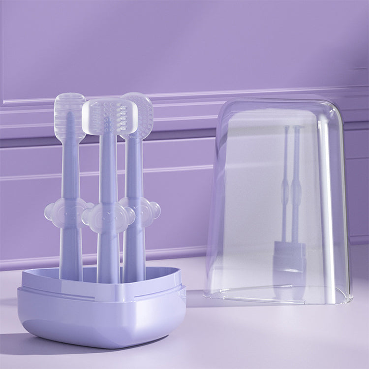 Toothbrush 3 Pc Set Made Up of 100% Soft Silicone (Newborn to Toddler)