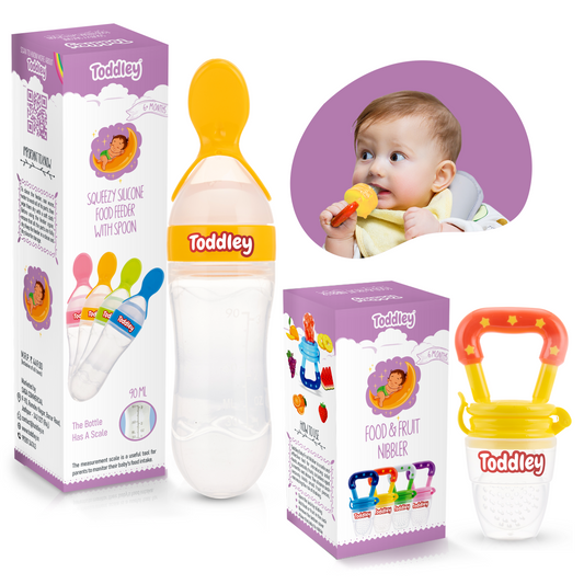 2 in 1 Combo - Spoon Food Feeder + Fruit Nibbler - For 6+ Months - Multicolor