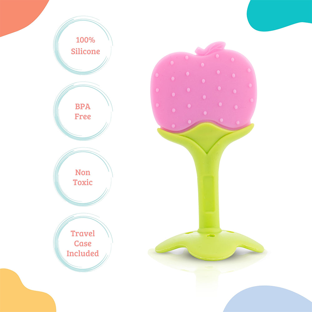 Fruit Shape 100% Silicone Teethers with Case - Multicolor - For 3+ Months