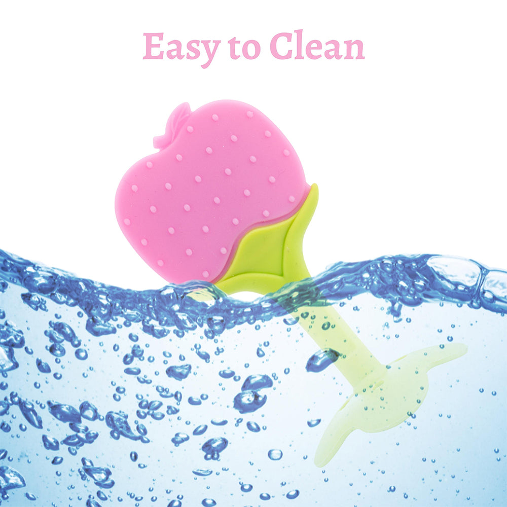 Fruit Shape 100% Silicone Teethers with Case - Multicolor - For 3+ Months