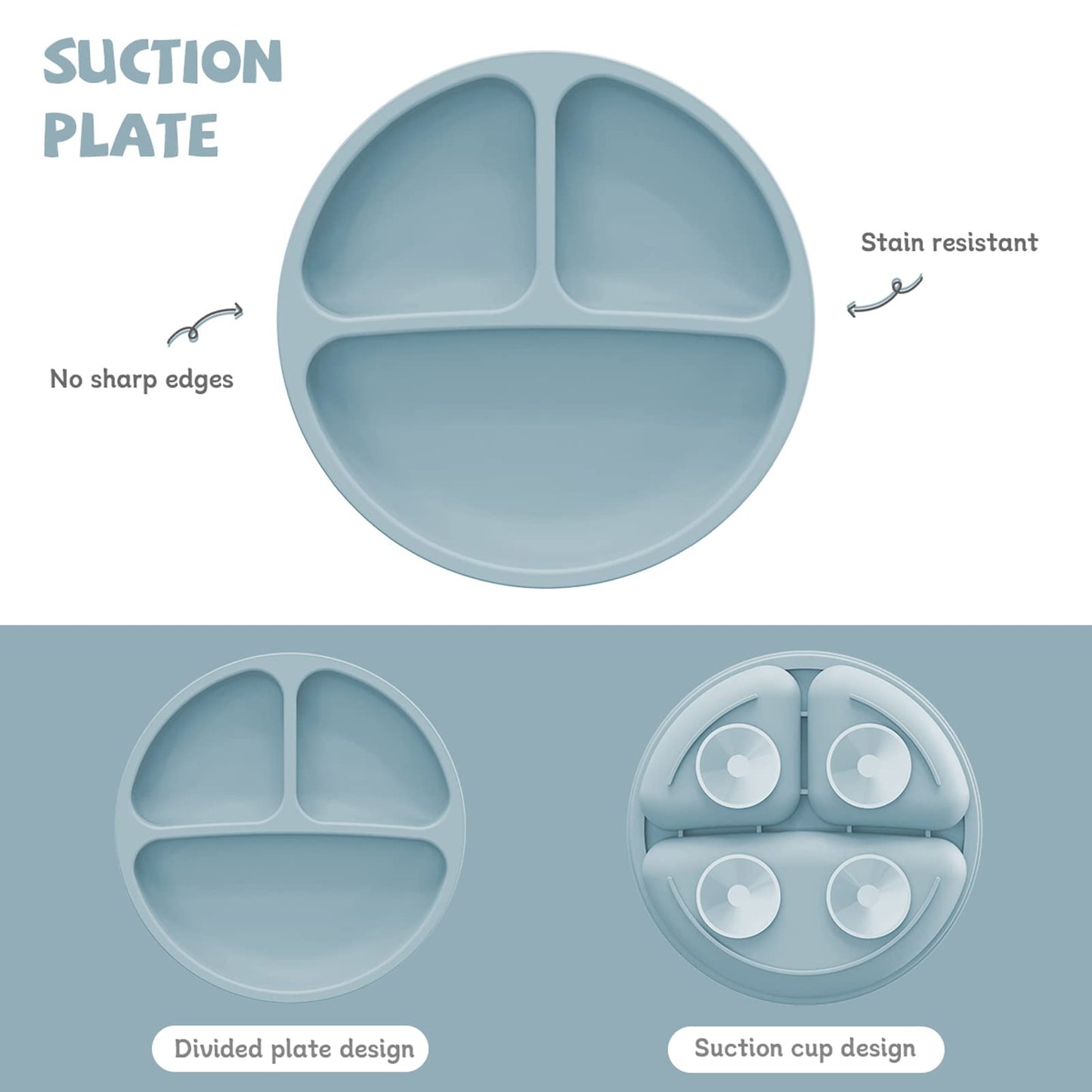 BPA Free Silicone Baby Feeding Set – 6-Piece Toddler Dinnerware with Bib, Plate, Bowl, Spoon | Non-Toxic Kids Utensils + Free Finger Brush