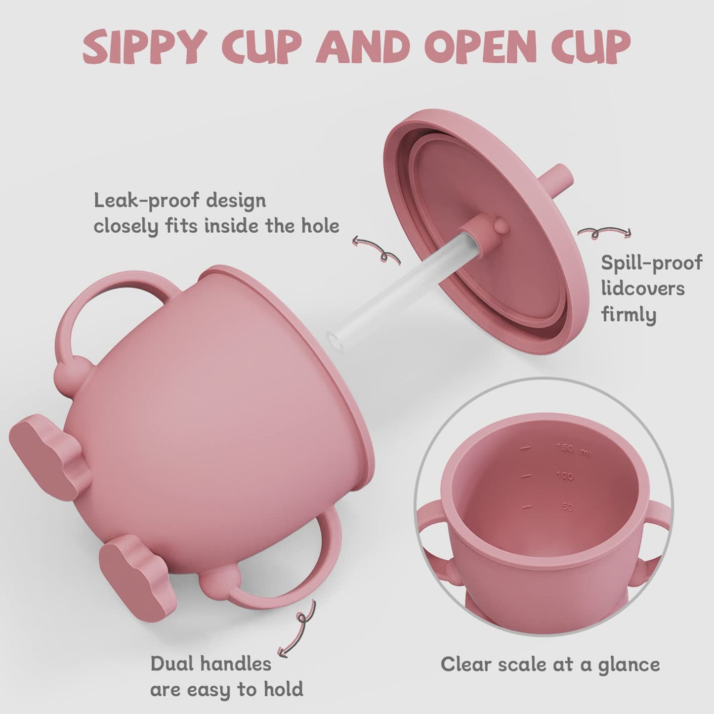 BPA Free Silicone Baby Feeding Set – 6-Piece Toddler Dinnerware with Bib, Plate, Bowl, Spoon | Non-Toxic Kids Utensils + Free Finger Brush