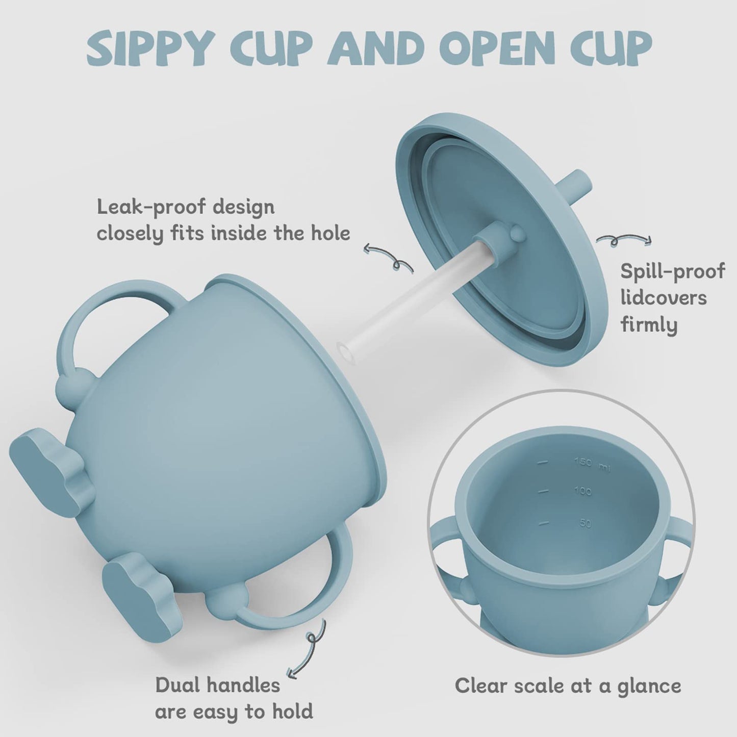 BPA Free Silicone Baby Feeding Set – 6-Piece Toddler Dinnerware with Bib, Plate, Bowl, Spoon | Non-Toxic Kids Utensils + Free Finger Brush