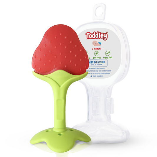Fruit Shape 100% Silicone Teethers with Case - Multicolor - For 3+ Months