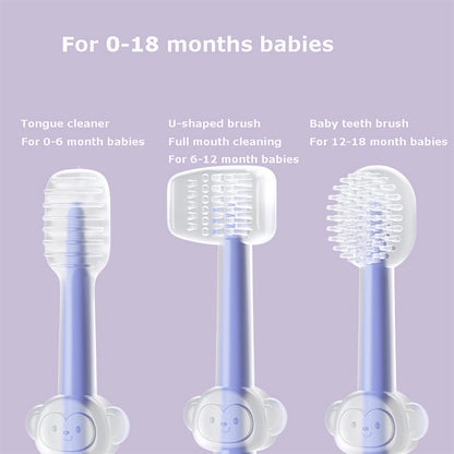 Toothbrush 3 Pc Set Made Up of 100% Soft Silicone (Newborn to Toddler)