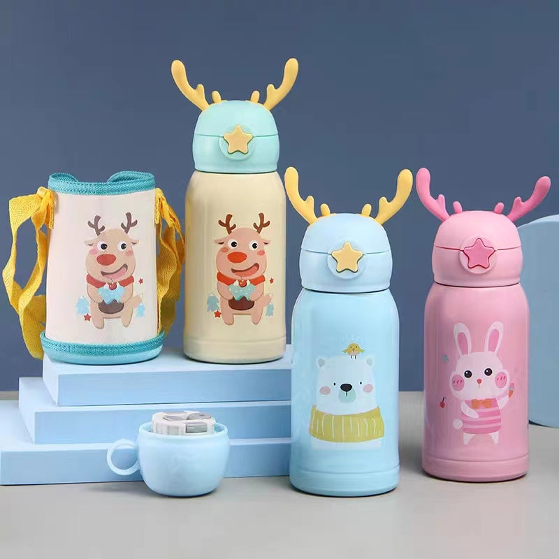 304 Stainless Steel Sipper Bottle with Straw, Cup & Lid