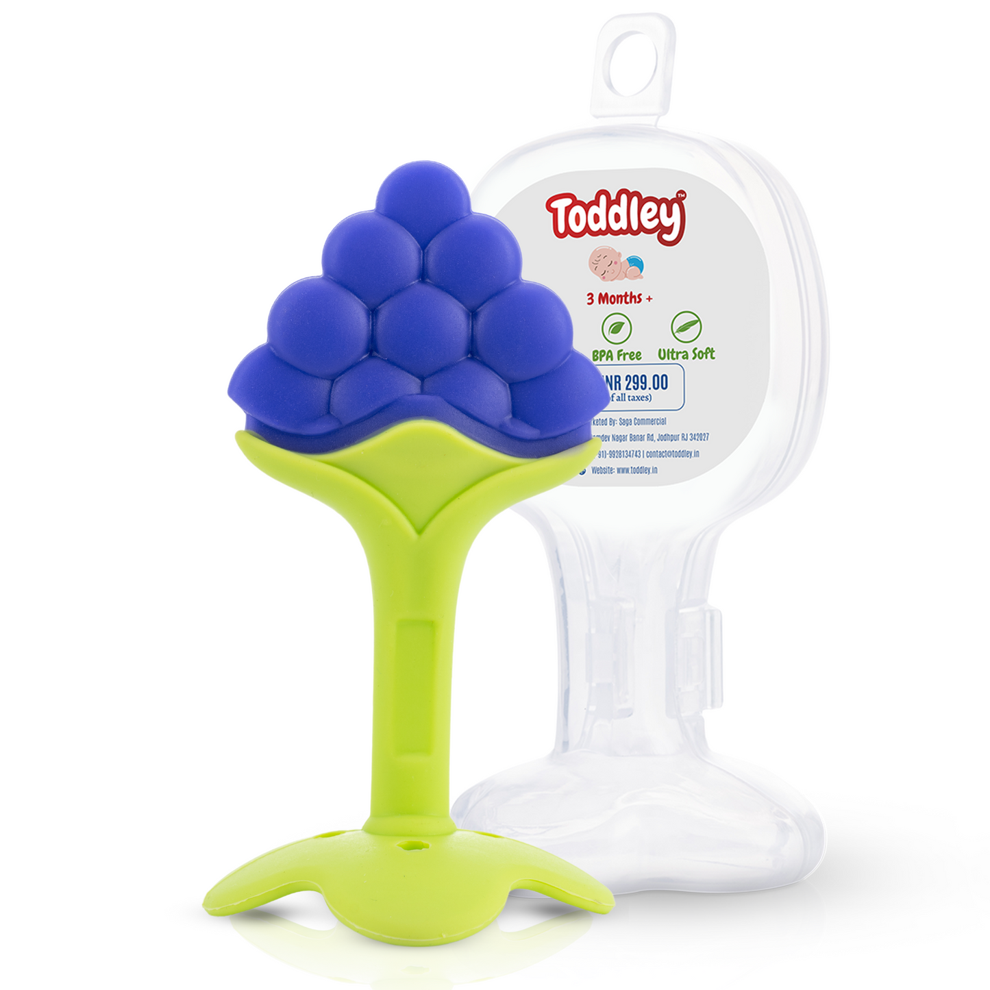 Teether Fruit Shaped 100% Silicone - With Storage Case - For 3+ Months