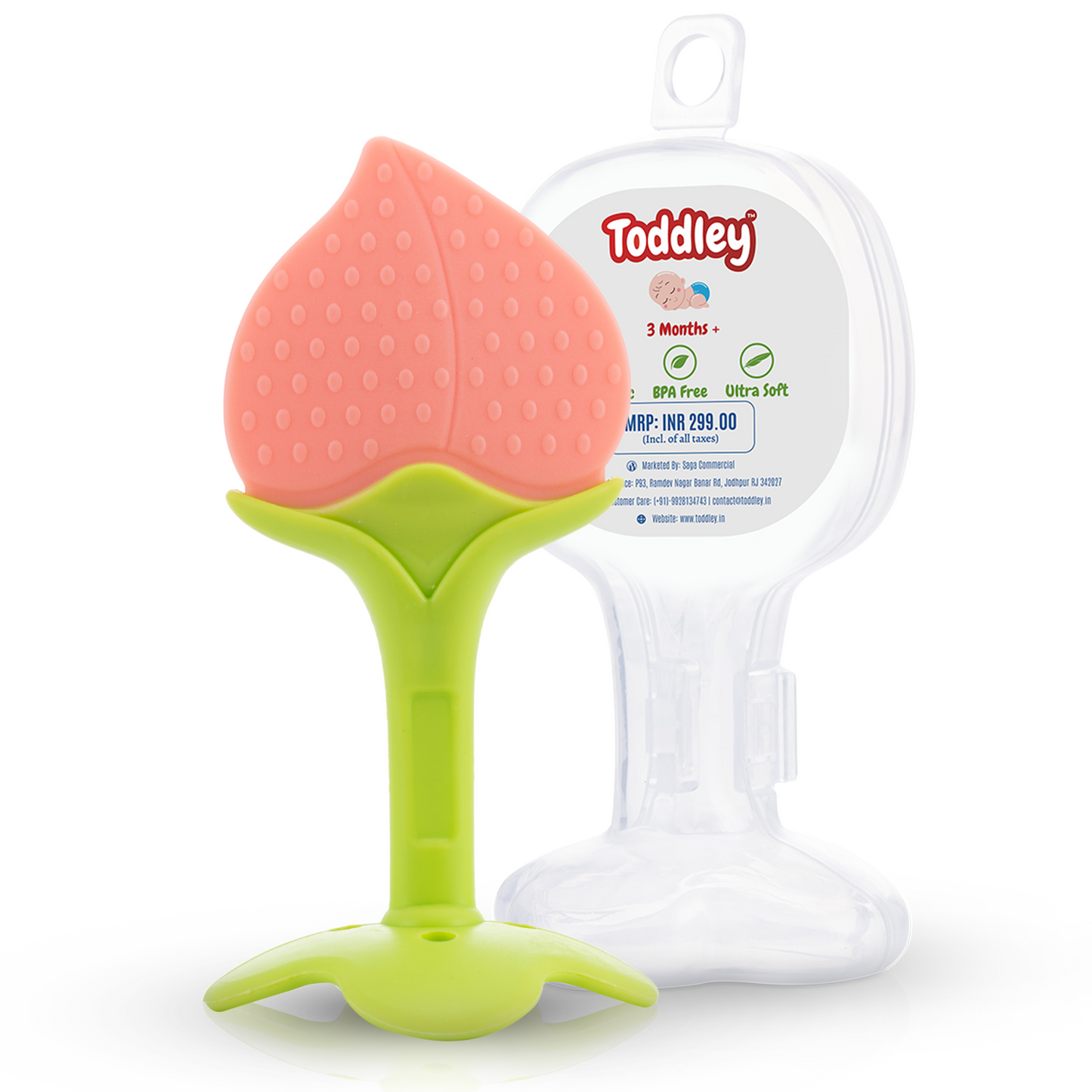 Teether Fruit Shaped 100% Silicone - With Storage Case - For 3+ Months