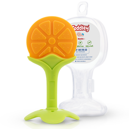 Teether Fruit Shaped 100% Silicone - With Storage Case - For 3+ Months