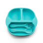 Silicone Feeding Plate with Fork & Spoon with Suction for 6+ Months