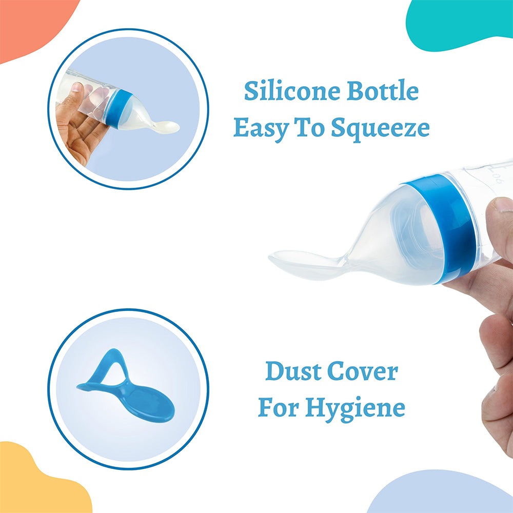 Spoon Food Feeding Bottle - Squeezy Silicone Feeder - For 4+ Months