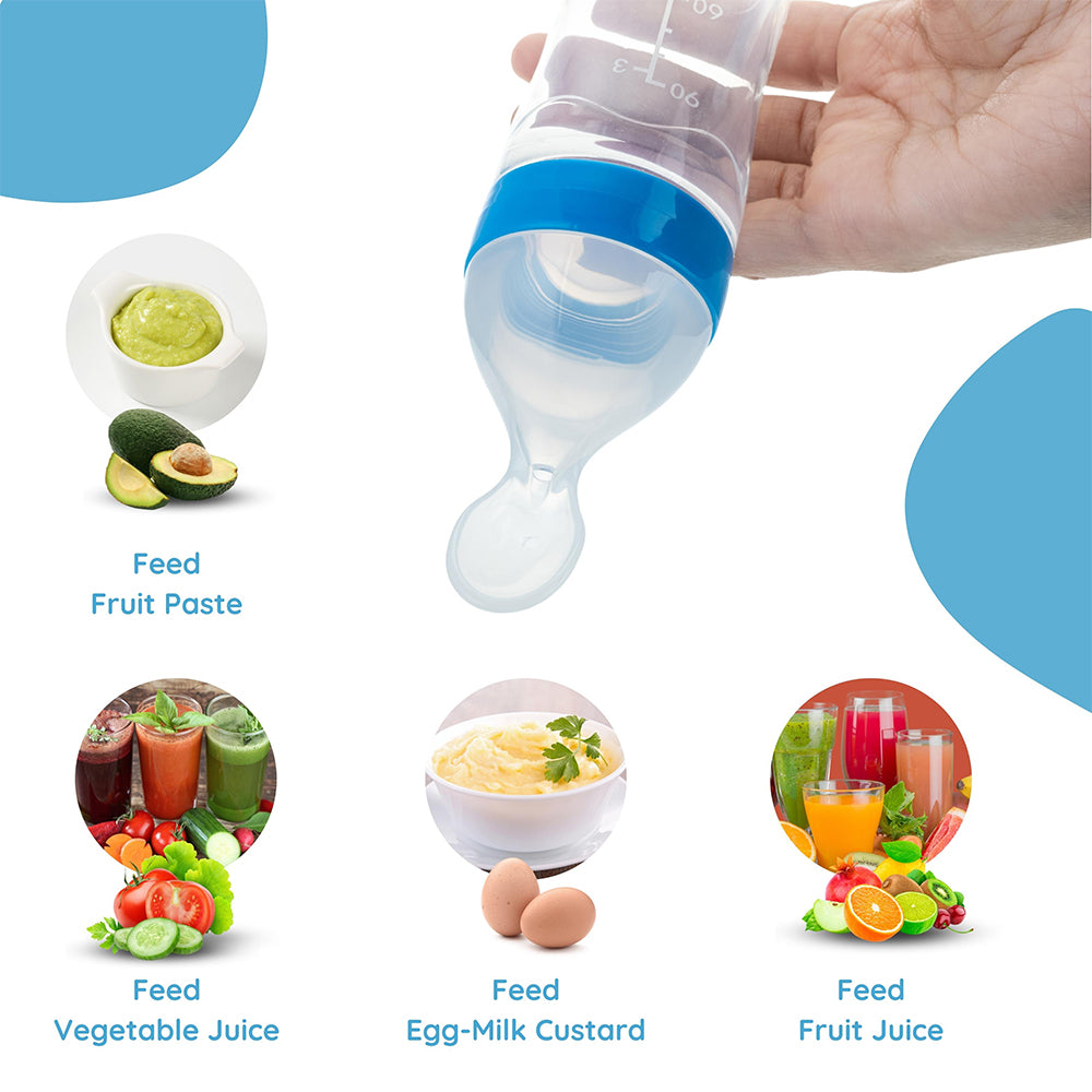 Spoon Food Feeding Bottle - Squeezy Silicone Feeder - For 4+ Months