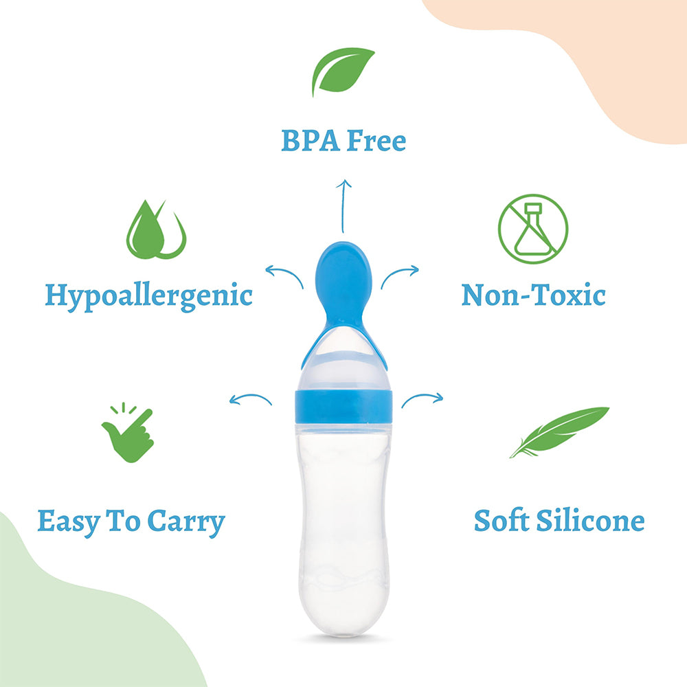 Spoon Food Feeding Bottle - Squeezy Silicone Feeder - For 4+ Months