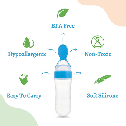 Spoon Food Feeding Bottle - Squeezy Silicone Feeder - For 4+ Months