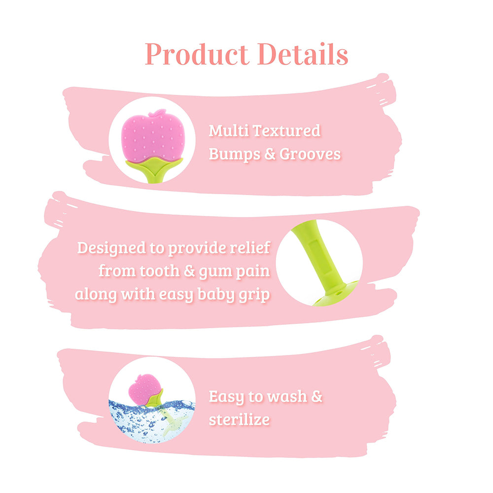 Teether Fruit Shaped 100% Silicone - With Storage Case - For 3+ Months