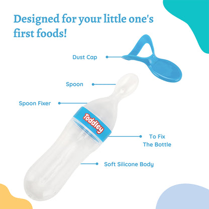 Spoon Food Feeding Bottle - Squeezy Silicone Feeder - For 4+ Months