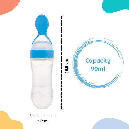 Spoon Food Feeding Bottle - Squeezy Silicone Feeder - For 4+ Months