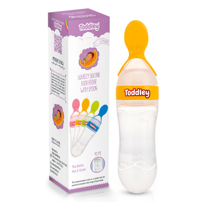 Spoon Food Feeding Bottle - Squeezy Silicone Feeder - For 4+ Months