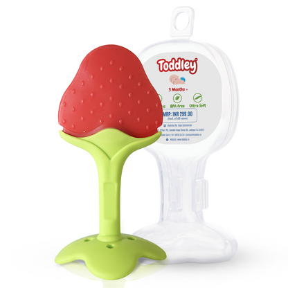 Teether Fruit Shaped 100% Silicone - With Storage Case - For 3+ Months